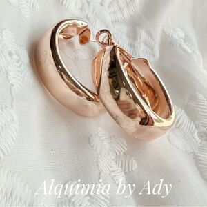 Thick Rose Gold Polished Hoops • Bold Boutique Statement Earrings